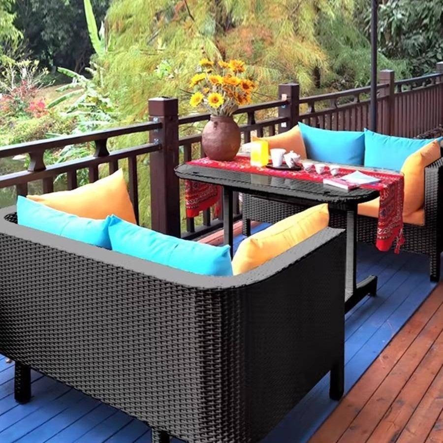 户外休闲沙发组合花园露台藤椅庭院阳台双人沙发藤编露天仿藤沙发 - 图1