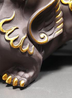 紫砂茶宠摆件招财貔貅一对手工镇宅家居玄关摆设店铺开业工艺礼品