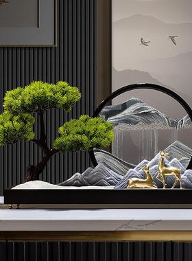 创意迎客松流沙画 画摆件沙漏新中式客厅招财电视柜玄关办公室装