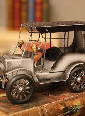 高档轻奢老爷车小摆件客厅酒柜玄关电视柜房间家居装饰品工艺礼品