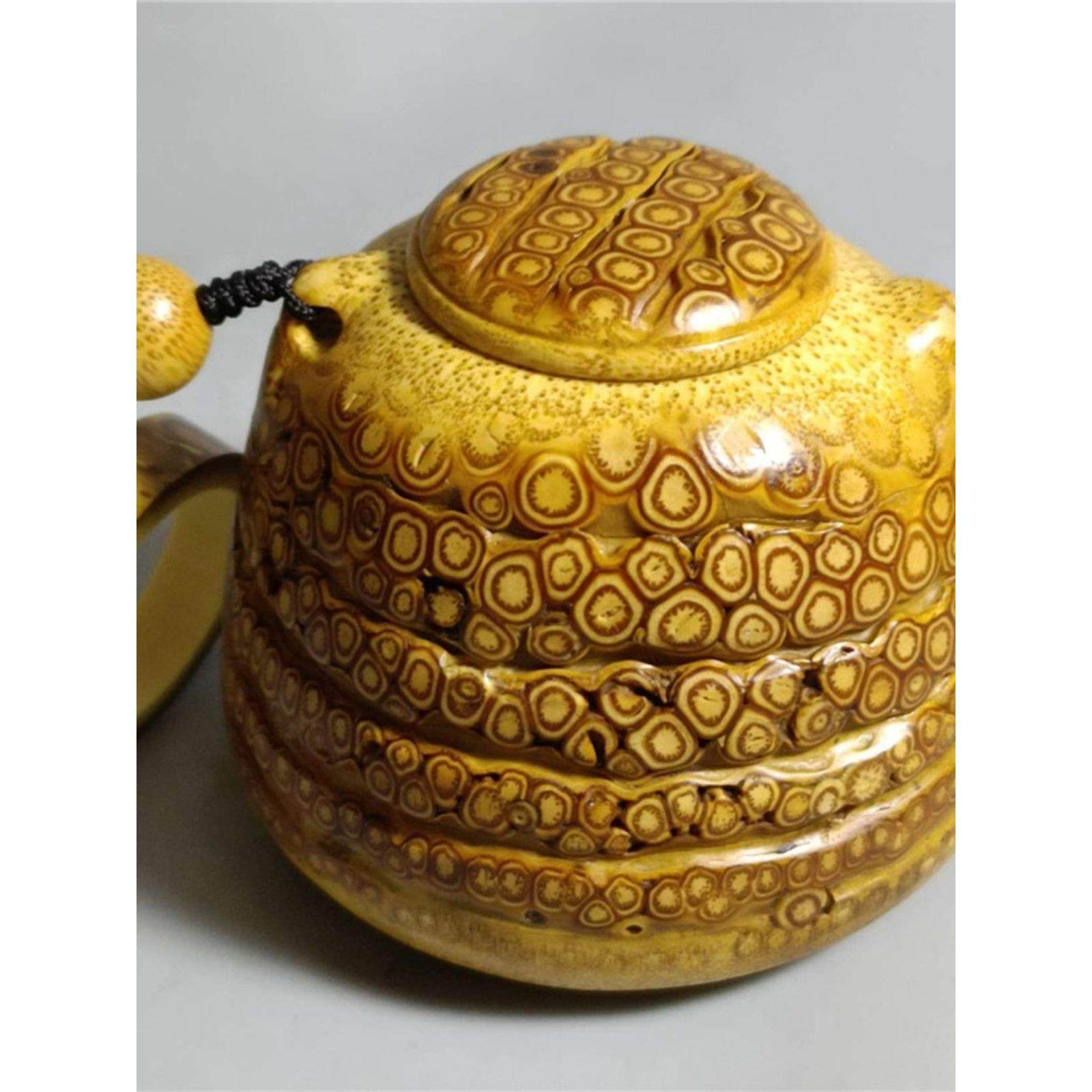 天然玉竹根雕刻文玩把玩件手工打磨满钉笔筒铃铛金蟾壶罐子香炉囊,淘宝优惠券,粉丝福利购,淘宝优惠卷