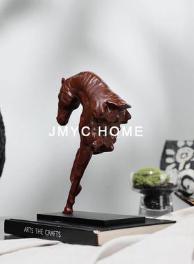 中风抽象半身创马雕塑摆件意酒店样板WPI间古玄关柜客酒厅书房装