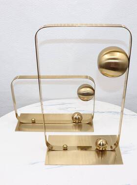 现代轻软装样房室内奢何金几属饰品创意金BJ00079色简约抽象板酒