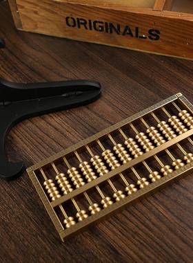 收铜算盘摆件十三大号TT-算盘四方回实用型算盘摆件中式轴纹婚庆