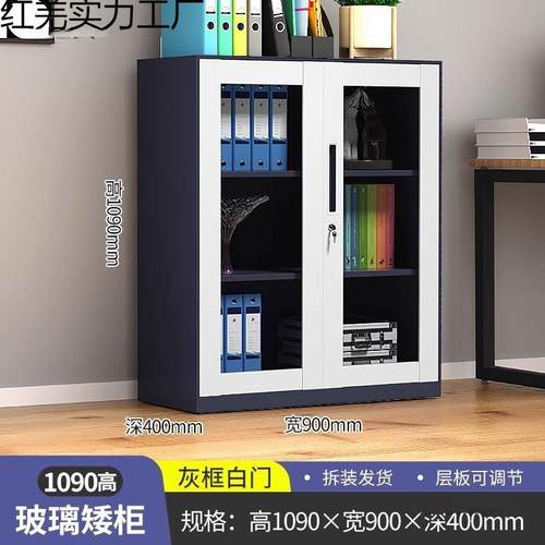 公铁办皮柜带锁档案资料柜LVO文件柜储物柜加厚钢制纳矮收柜推拉 - 图0