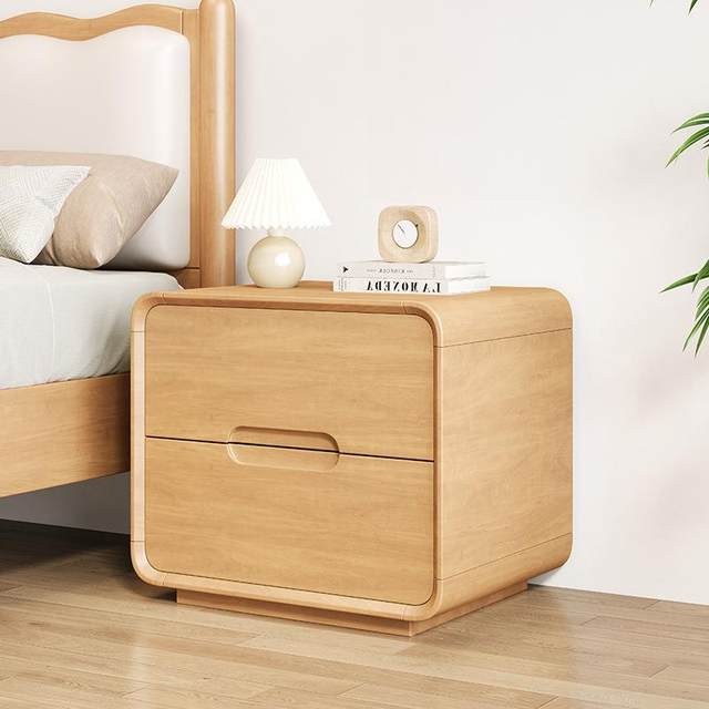 Bedside table full solid wood Nordic Japanese floor-standing bedside storage cabinet modern simple log small complete narrow cabinet