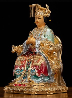 速发鎏金彩纯铜妈像神祖天上圣母林默娘后娘娘湄洲岛海神娘天雕像