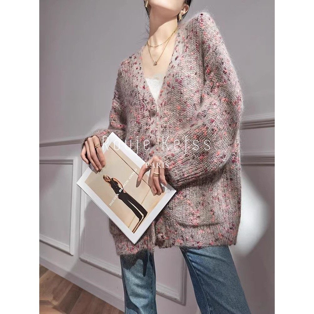 Rouje kefss法式慵懒风高级感毛衣外套女秋冬中长款包扣针织开衫,淘宝优惠券,粉丝福利购,淘宝优惠卷