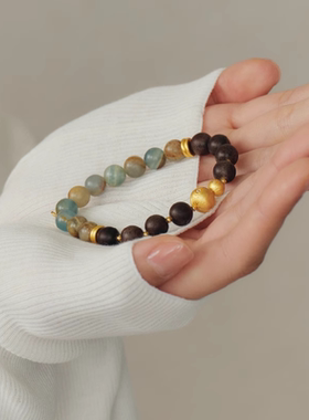 情侣款方解石沉香设计高级手串