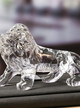 透明水晶狮子摆件 动物摆件柜台家居装饰品十二生肖生日礼物