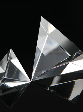 透明白水晶金字塔摆件 四棱锥模型创意家具客厅装饰品