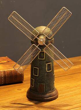 厅办室美兰式复古田园风荷风车模型旋转客摆件电7111视公柜家居装