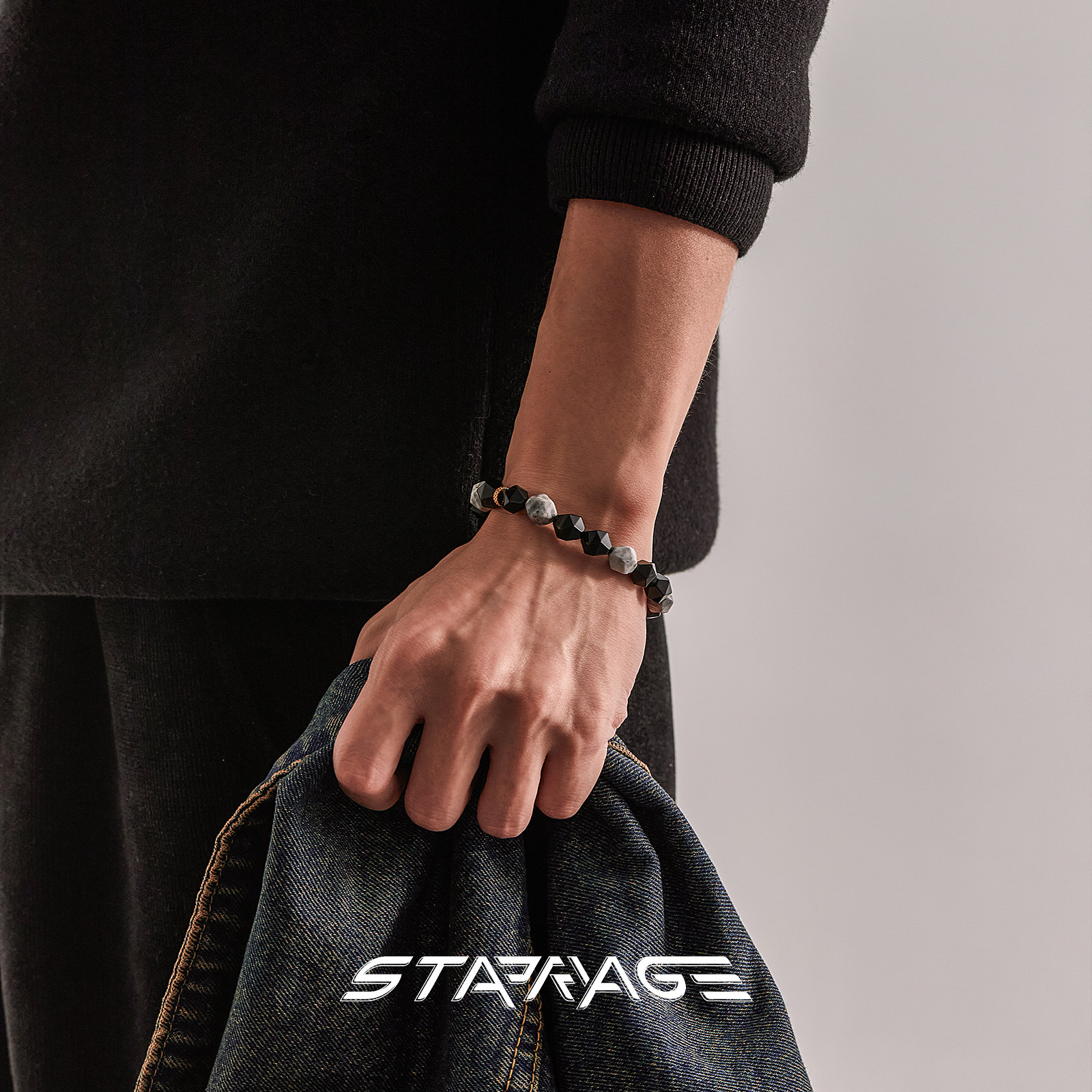 星宇纪 原创墨影手链男高级感轻奢小众男生手链金曜石手链