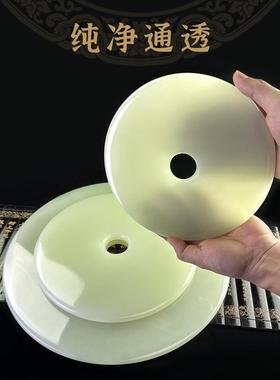 天然青玉平安扣摆件客厅博古架玉璧装饰品和氏璧玉石工艺品乔迁礼
