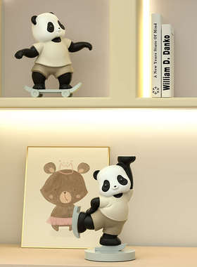 熊猫文创艺术摆件轻奢高级客厅电视柜玄关书架创意家居酒柜装饰