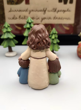 手工高档可爱摆件绵羊美式乡村桌面家居装饰品礼物十字架个性礼品