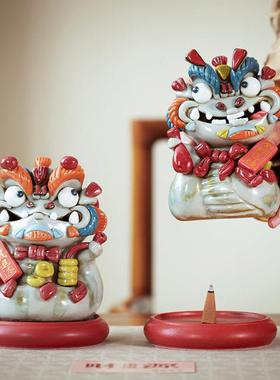 2025年蛇年摆件吉祥物陶瓷茶宠塔香香炉线香插新年礼物创意小礼品