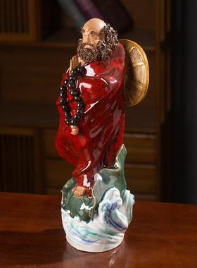 石湾公仔陶瓷达摩东渡工艺摆件家居门客厅会所禅意装饰人物佛像