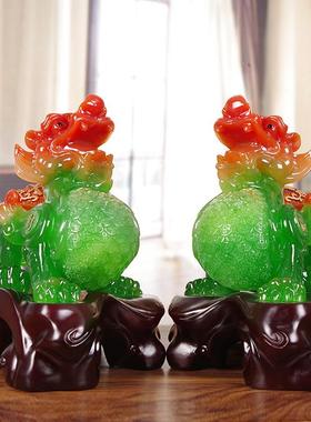 玉貔貅一对摆件 招财皮丘店铺开业礼品 玄关客厅乔迁办公室装饰品