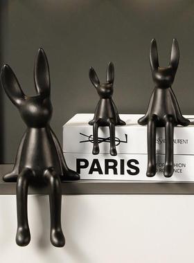 哑光坐姿长耳兔现代简约摆件轻奢高档客厅创意酒店样房软装饰摆设