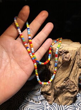 彩色小琉璃珠4-5mm 彩虹渐变色非洲贸易珠款米珠琉璃散珠 diy手工