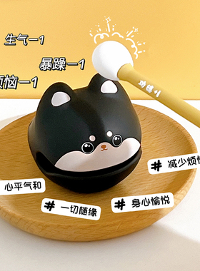 敲敲小木鱼敲打情绪稳定办公室桌面工位创意小摆件解压可爱猫咪