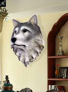 物货源欧式LEF真风格树脂工艺仿品动墙挂狼头壁挂装饰用家居挂件