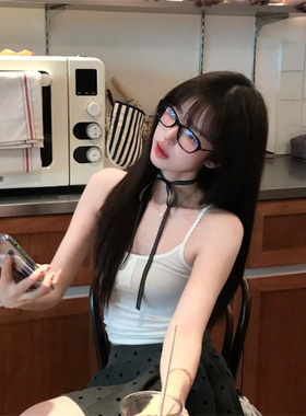 韩系黑色波点丝带蝴蝶结绑带项链