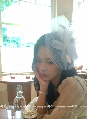留洋大小姐网纱仙女羽毛花朵礼帽