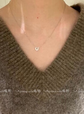 简约满钻U型mini马蹄百搭项链