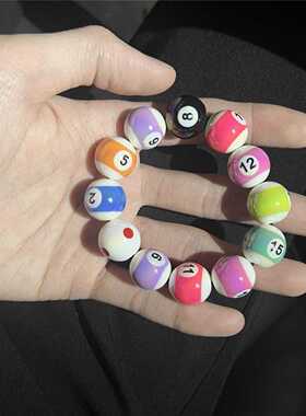 中八台球手串手链diy亚克力穿绳珠子配件男女情侣学生配饰品礼品