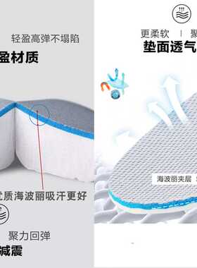 畅光科技美泊客4双装减震隐形增高鞋垫柔软包根高弹舒适吸汗去味