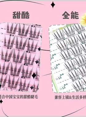 10排大容量女团爱豆懒人三部曲睫毛自然仿真新手卷翘分段式假睫毛