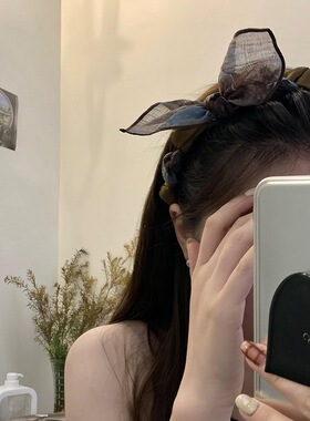韩版兔耳朵蝴蝶结发箍波浪头箍女甜美可爱头饰百搭外出压发卡头箍