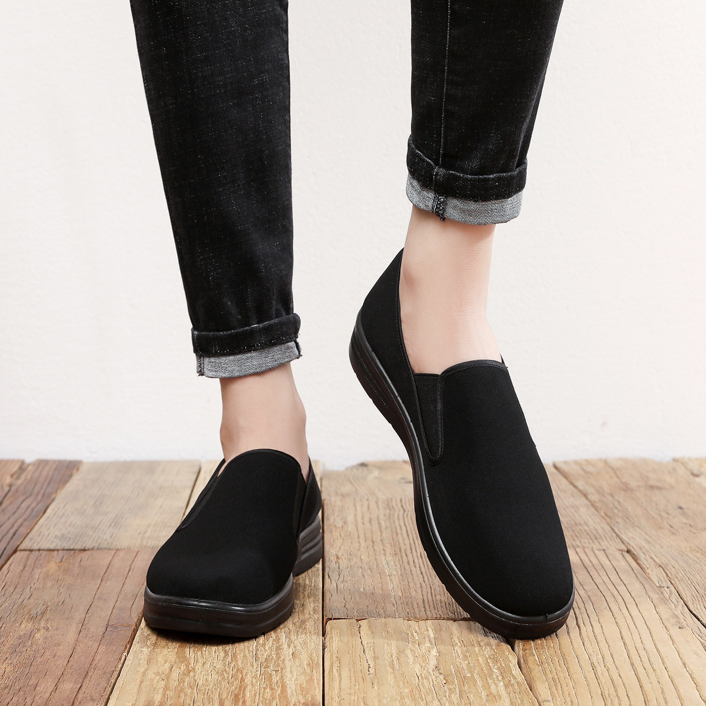 老北京布鞋男2025新款一脚蹬爸爸鞋舒适防滑气垫软底黑布鞋老人鞋,淘宝优惠券,粉丝福利购,淘宝优惠卷