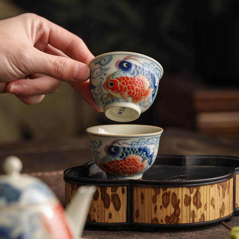 陶瓷红龙主人杯茶杯高档品茗杯家用单杯陶瓷个人专用功夫茶具茶盏,淘宝优惠券,粉丝福利购,淘宝优惠卷