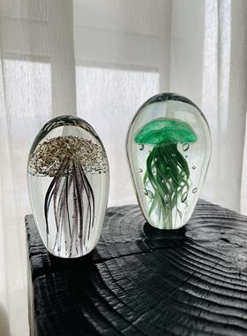 创意生日礼物水晶球琉璃水母摆件男女朋友同学小夜灯家居饰品镇纸