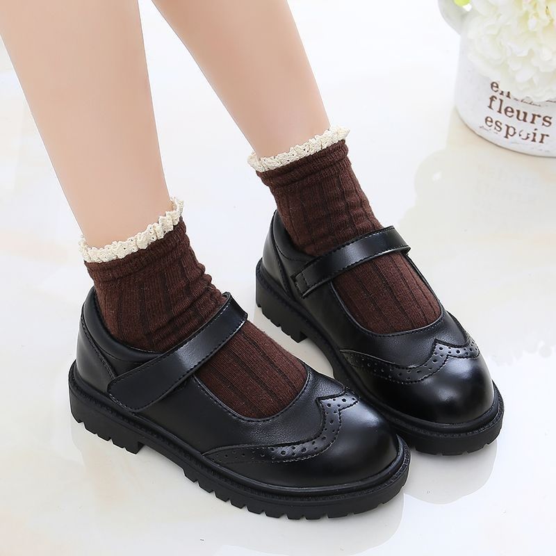 大童鞋女童鞋子春秋新款儿童C皮鞋鞋小学生黑色演出鞋软底