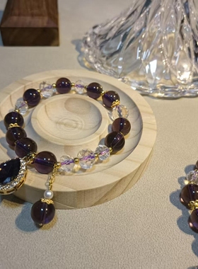 2025秋季新款气质紫色手链女森系冷淡风轻奢复古转运手串手环闺蜜