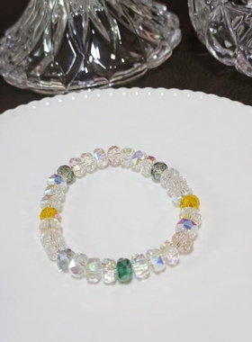 粉黛小众设计感水晶珍珠串珠手链女超仙气质网红同款手串手饰