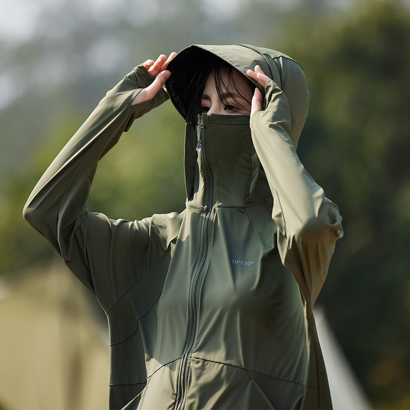 黑胶帽檐UPF50+冰丝情侣防晒衣男女夏季2024户外透气轻薄防晒服