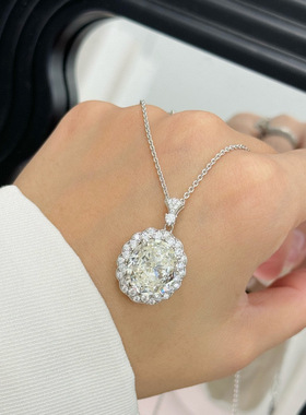 高级感椭圆钻形项链925纯银