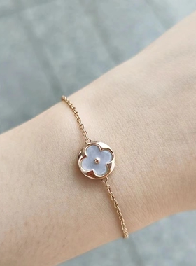 高定轻奢白贝母手链女天然白贝母正确版本高级感气质耳钉项链