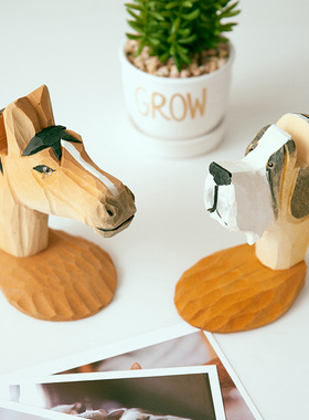 创意可爱动物木雕眼镜架摆件眼镜店F展示支架饰品办公室桌面礼物