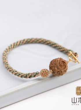 山木集【流芳】印度老山檀牡丹编绳手串手链女国风小众2026新款*