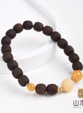 山木集 缅甸小叶降真香手串黄油麻丝0.8*0.8蜜蜡菩提手链高级感￥