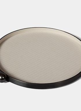 现代轻奢皮纳革属圆盘收托盘高档厅电视柜金酒店桌面装EDP饰品摆