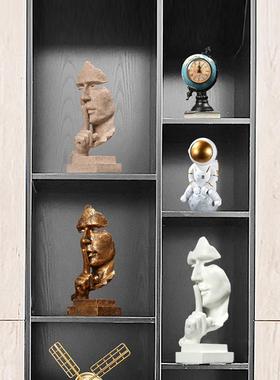 沉默是金办公室摆件桌面抽象人物创意北欧家居酒柜装饰品现代简约