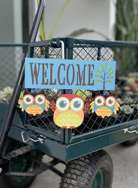 猫头鹰创意门饰玻璃入户大门口窗户店铺挂件挂牌庭院花园装饰吊牌