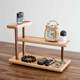 Solid wood tabletop storage rack at the entrance of the entrance hall perfume makeup skin care products ornaments three-layer storage rack